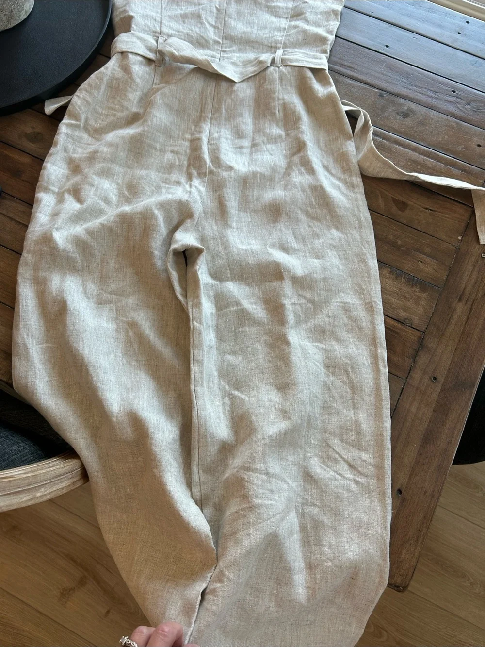 Reformation Naomi Linen Tan Belted Jumpsuit 6 Petite